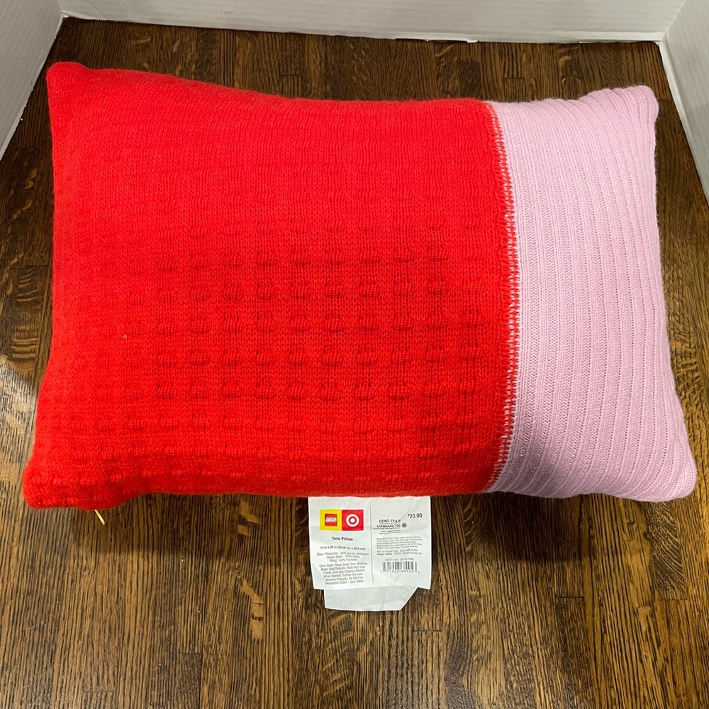LEGO 14" x 20" Textural Color Block Sweater Knit Throw Pillow Red/Pink Target